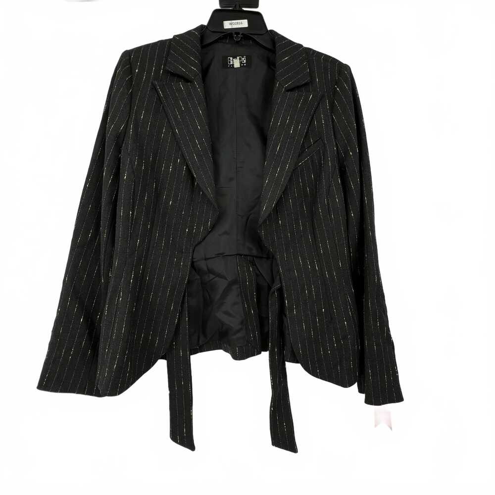 Gapa Charcoal Striped Blazer | Women’s Regular Black Polyester Size 40